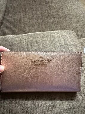 kate spade metallic rose gold wallet